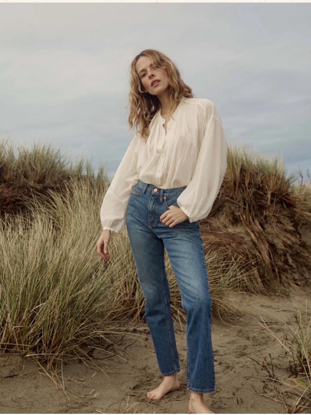 Doen Jane white long sleeve blouse